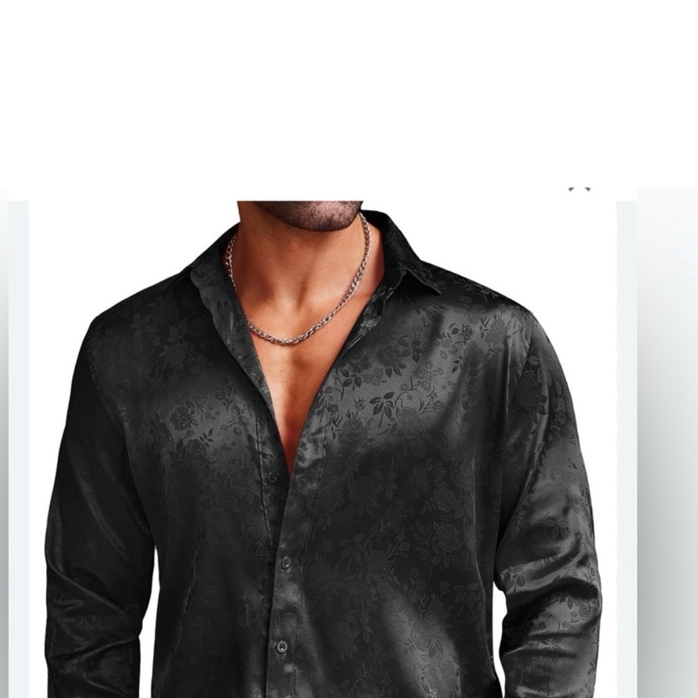 Vintage Silk Versace Classic  Shiny Black Button Down Size M see video